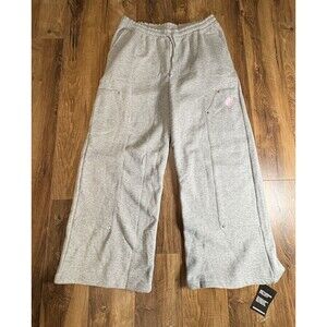NWT BooHoo Man Gray Thick Wide Leg Sweat Pants double Pocket SIZE LARGE